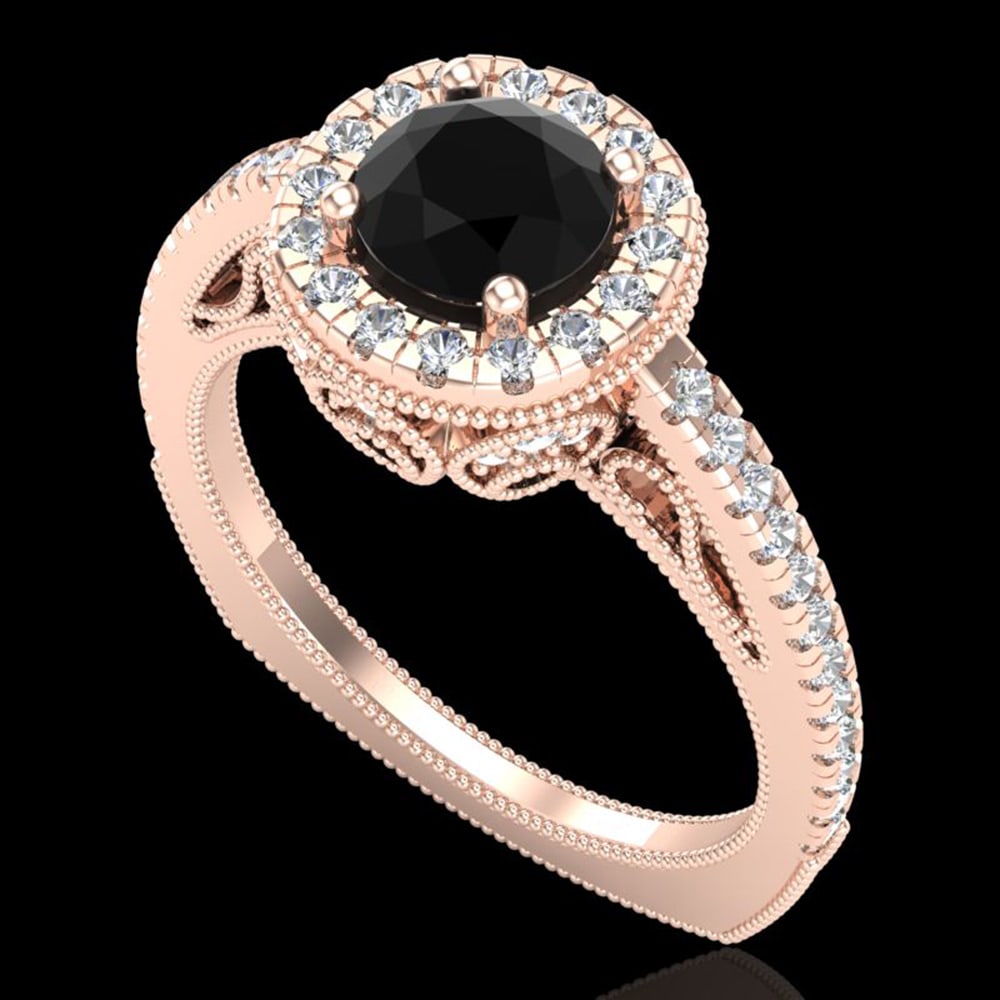 1.55 ctw Fancy Black Diamond Engagment Art Deco Ring 18k Rose Gold: 1.55 ctw Fancy Black Diamond Engagment Art Deco Ring 18k Rose Gold Item: Diamond Wedding Ring Total Gem weight: 1.55 carats Metal: Solid 18k Rose Gold Gold Product Weight: Approx. 5.9 grams Jewel