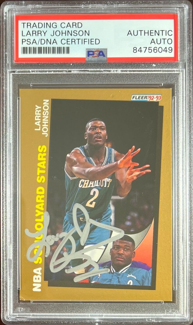 Larry Johnson auto 1992 Fleer #259 card Charlotte Hornets PSA Encapsulated: Larry Johnson auto 1992 Fleer #259 card Charlotte Hornets PSA Encapsulated Larry Johnson auto 1992 Fleer #259 card Charlotte Hornets PSA Encapsulated RBJ no: 7368949301336
