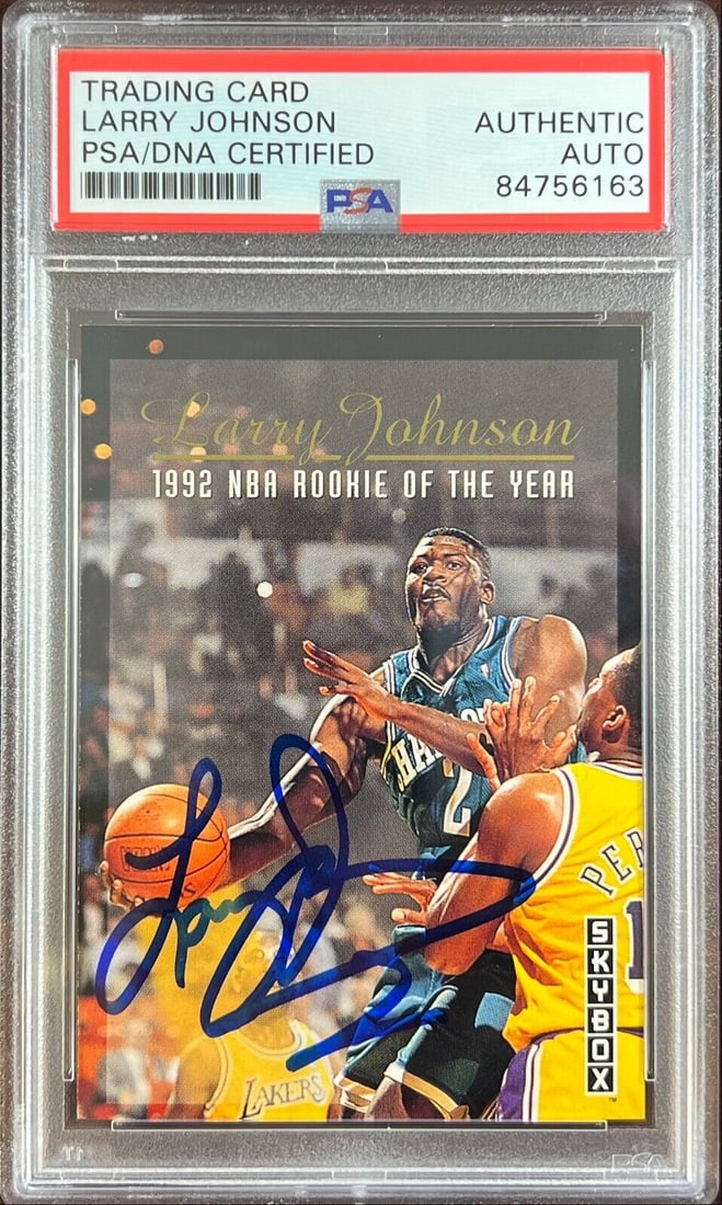 Larry Johnson auto 1992 Skybox #319 card Charlotte Hornets PSA Encapsulated: Larry Johnson auto 1992 Skybox #319 card Charlotte Hornets PSA Encapsulated Larry Johnson auto 1992 Skybox #319 card Charlotte Hornets PSA Encapsulated RBJ no: 7369118285912