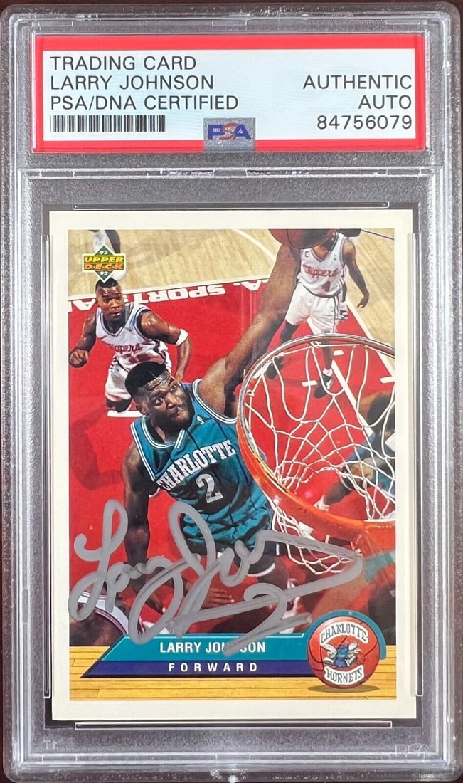 Larry Johnson auto 1993 Upper Deck #P4 card Charlotte Hornets PSA Encapsulated: Larry Johnson auto 1993 Upper Deck #P4 card Charlotte Hornets PSA Encapsulated Larry Johnson auto 1993 Upper Deck #P4 card Charlotte Hornets PSA Encapsulated RBJ no: 7368948973656