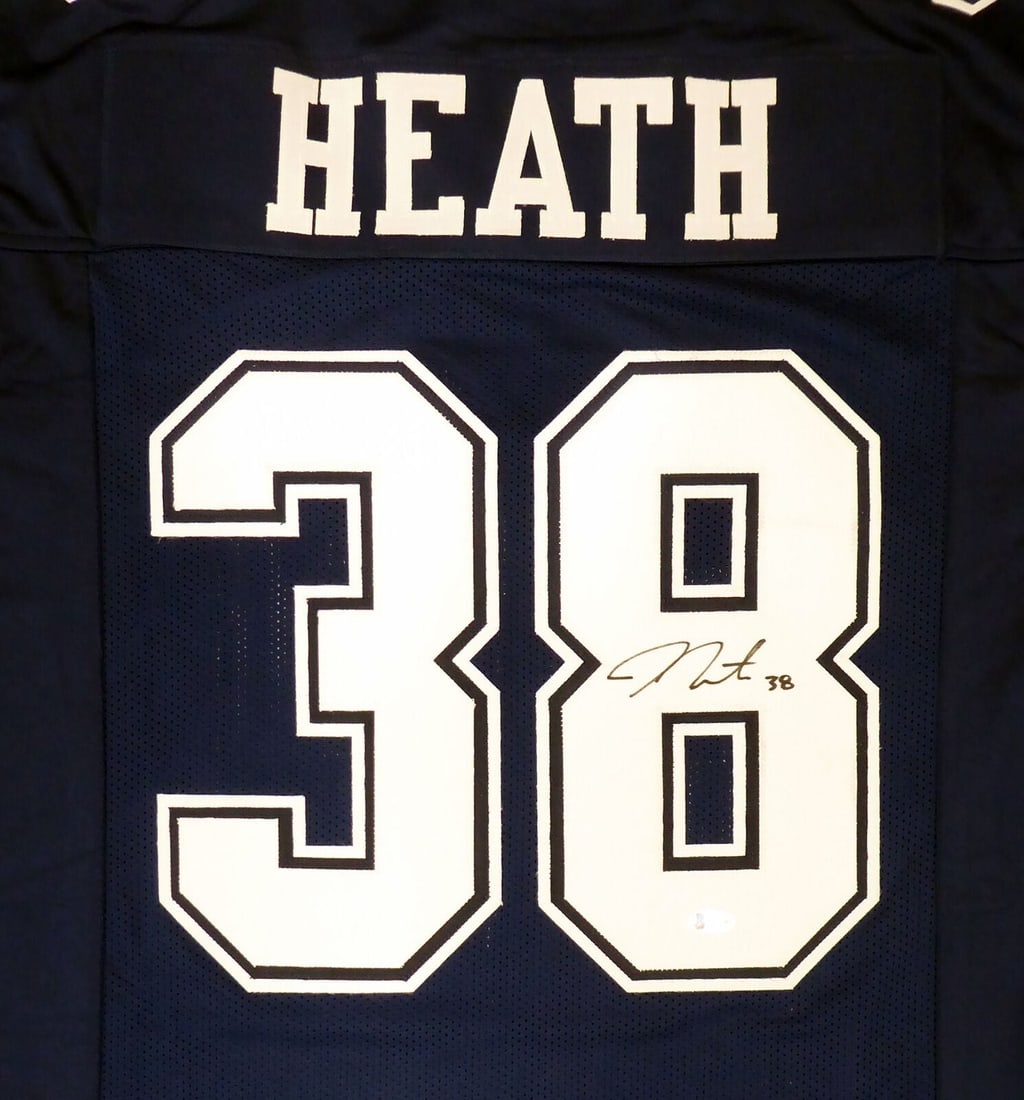DALLAS COWBOYS JEFF HEATH AUTOGRAPHED SIGNED BLUE JERSEY BECKETT 179063: DALLAS COWBOYS JEFF HEATH AUTOGRAPHED SIGNED BLUE JERSEY BECKETT 179063 DALLAS COWBOYS JEFF HEATH AUTOGRAPHED SIGNED BLUE JERSEY BECKETT 179063 RBJ no: 7265324433496
