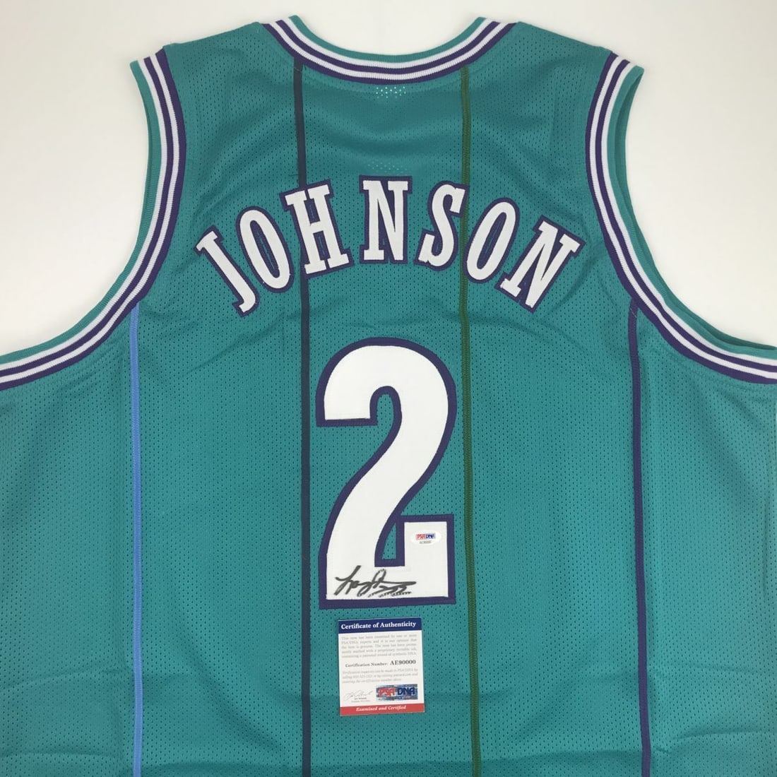 Autographed/Signed LARRY JOHNSON Charlotte Teal Basketball Jersey PSA/DNA COA: Autographed/Signed LARRY JOHNSON Charlotte Teal Basketball Jersey PSA/DNA COA Autographed/Signed LARRY JOHNSON Charlotte Teal Basketball Jersey PSA/DNA COA RBJ no: 7242754326616