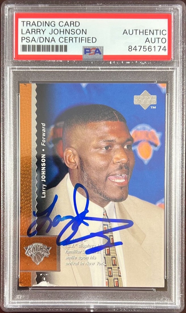 Larry Johnson auto 1997 Upper Deck #261 card New York Knicks PSA Encapsulated: Larry Johnson auto 1997 Upper Deck #261 card New York Knicks PSA Encapsulated Larry Johnson auto 1997 Upper Deck #261 card New York Knicks PSA Encapsulated RBJ no: 7368949497944