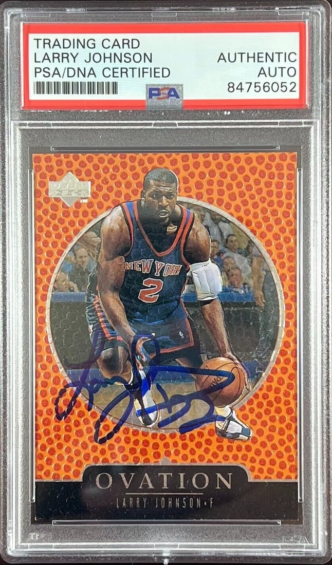 Larry Johnson auto 1998 Upper Deck #46 card New York Knicks PSA Encapsulated: Larry Johnson auto 1998 Upper Deck #46 card New York Knicks PSA Encapsulated Larry Johnson auto 1998 Upper Deck #46 card New York Knicks PSA Encapsulated RBJ no: 7369024143448