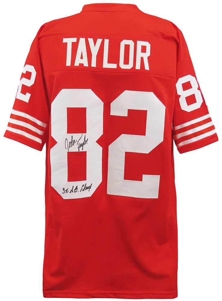 John Taylor Signed Red Custom Football Jersey w/3x SB Champs - (SCHWARTZ COA): John Taylor Signed Red Custom Football Jersey w/3x SB Champs - (SCHWARTZ COA) John Taylor Signed Red Custom Football Jersey w/3x SB Champs - (SCHWARTZ COA) RBJ no: 7361012662360