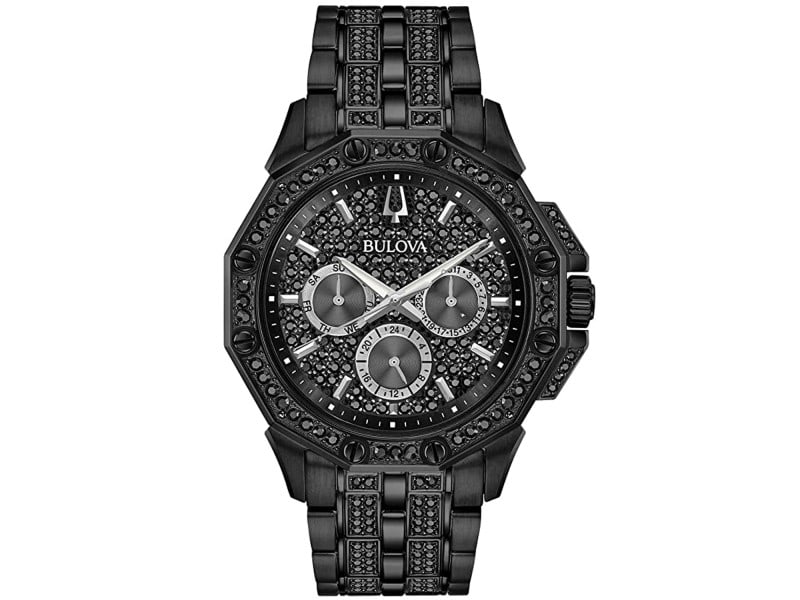 Bulova mens Octava: Bulova mens Octava Product Code: 98C134-39B2A Brand: Bulova Condition: Never Worn Stainless steel case, Stainless steel bracelet, Black dial, Quartz movement, Scratch resistant mineral, Water resistan