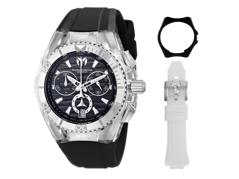 Technomarine womens Cruise: Technomarine womens Cruise Product Code: 114036-39B2A Brand: Technomarine Condition: Pre-Owned Stainless steel case, Rubber strap, Black dial, Quartz movement, Scratch resistant mineral, Water resista
