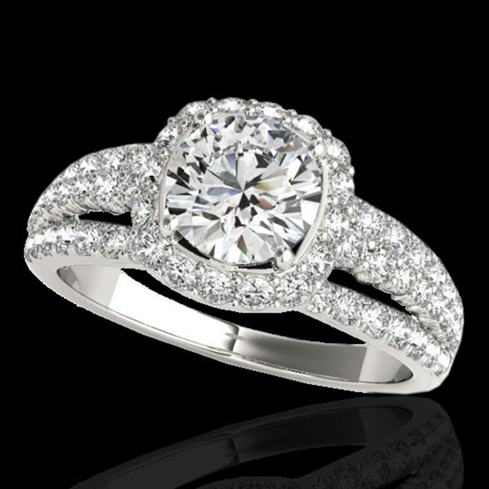 2.25 ctw Certified Diamond Solitaire Halo Ring 10k White Gold: 2.25 ctw Certified Diamond Solitaire Halo Ring 10k White Gold Item: Diamond Wedding Ring Total Gem weight: 2.25 carats Metal: Solid 10k White Gold Gold Product Weight: Approx. 5.9 grams Jewelry N