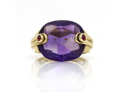 Antonini Amethyst Ruby Statement Ring: Antonini Amethyst Ruby Statement Ring Product Code: 204170853540-E Brand: Antonini Condition: Pre-Owned Metal: Yellow Gold Model: 204170853540-E Antonini Amethyst Ruby Statement Ring Item