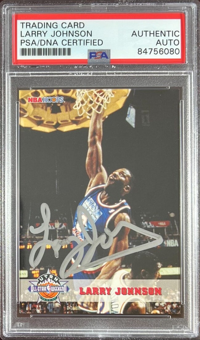 Larry Johnson auto 1993 NBA Hoops #260 card Charlotte Hornets PSA Encapsulated: Larry Johnson auto 1993 NBA Hoops #260 card Charlotte Hornets PSA Encapsulated Larry Johnson auto 1993 NBA Hoops #260 card Charlotte Hornets PSA Encapsulated RBJ no:7368950120536