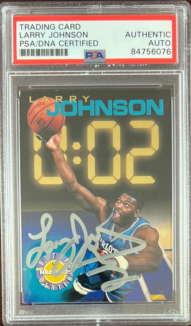 Larry Johnson auto 1995 NBA Hoops #220 card Charlotte Hornets PSA Encapsulated: Larry Johnson auto 1995 NBA Hoops #220 card Charlotte Hornets PSA Encapsulated Larry Johnson auto 1995 NBA Hoops #220 card Charlotte Hornets PSA Encapsulated RBJ no:7368949432408