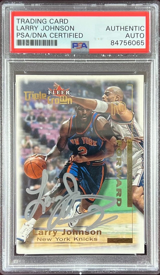 Larry Johnson auto 2001 Fleer #133 card New York Knicks PSA Encapsulated: Larry Johnson auto 2001 Fleer #133 card New York Knicks PSA Encapsulated Larry Johnson auto 2001 Fleer #133 card New York Knicks PSA Encapsulated RBJ no:7368949956696