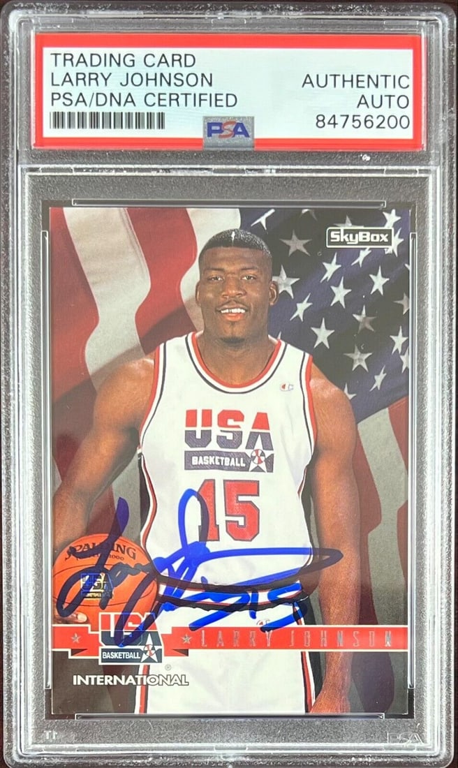 Larry Johnson auto signed 1994 SkyBox #7 card Charlotte Hornets PSA Encapsulated: Larry Johnson auto signed 1994 SkyBox #7 card Charlotte Hornets PSA Encapsulated Larry Johnson auto signed 1994 SkyBox #7 card Charlotte Hornets PSA Encapsulated RBJ no:7368949923928