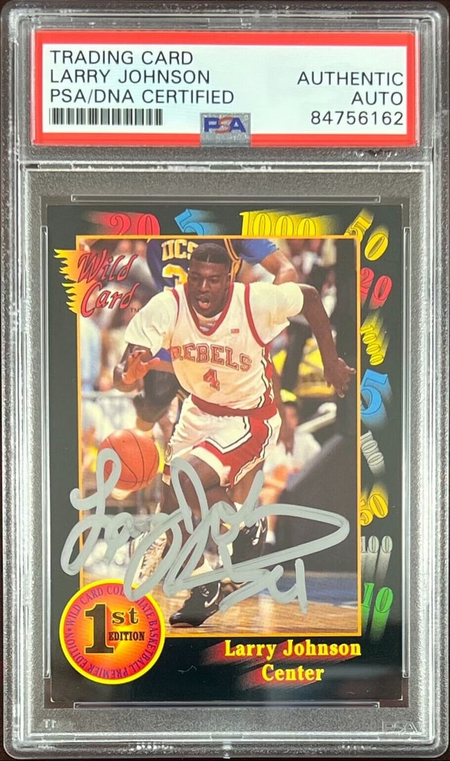Larry Johnson auto 1991 Wild Card RC #24 UNLV PSA Encapsulated Charolett Hornets: Larry Johnson auto 1991 Wild Card RC #24 UNLV PSA Encapsulated Charolett Hornets Larry Johnson auto 1991 Wild Card RC #24 UNLV PSA Encapsulated Charolett Hornets RBJ no:7369520971864