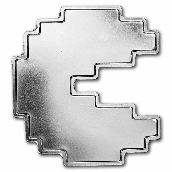 2021 Niue 1 oz Silver $2 PAC-MAN Shaped Stackable Coin (Scruffy): 2021 Niue 1 oz Silver $2 PAC-MAN Shaped Stackable Coin (Scruffy) RBJ no: 245348 Year: 2021 Grade: Cull Grade Service: None Denomination: 2 Dollars Mint Mark: Not Shown Metal Content: 1 tr