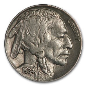 1934 Buffalo Nickel AU: 1934 Buffalo Nickel AU RBJ no: 44990 Year: 1934 Grade: Almost Unc Grade Service: None Denomination: $0.05 Mint Mark: P - Philadelphia (Not Shown) Metal Content: 0 troy oz Purity: