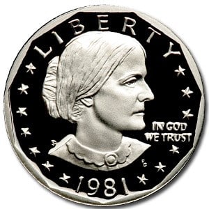 1981-S Susan B. Anthony Dollar Gem Proof Type-1: 1981-S Susan B. Anthony Dollar Gem Proof Type-1 RBJ no: 5080 Year: 1981 Grade: Gem Proof Grade Service: None Denomination: $1.00 Mint Mark: S - San Francisco Metal Content: 0 troy oz