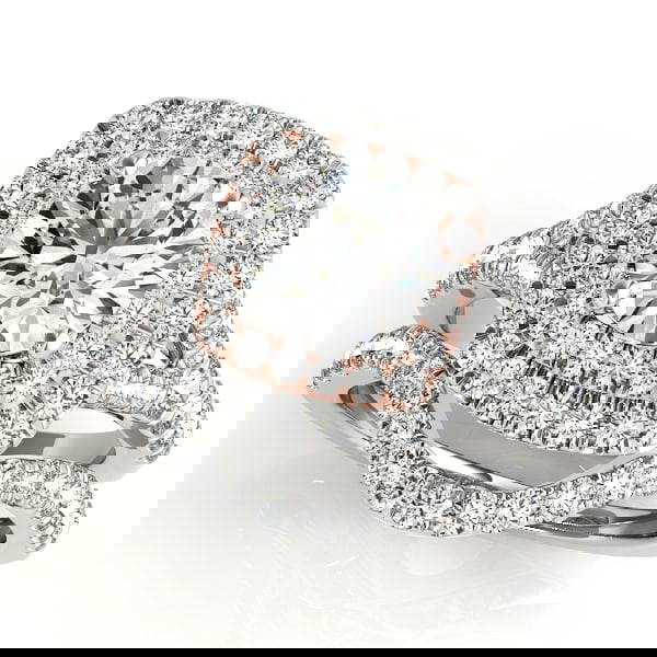 Natural 2.5 Ctw Diamond Engagement Ring Set 18k Rose Gold Auction