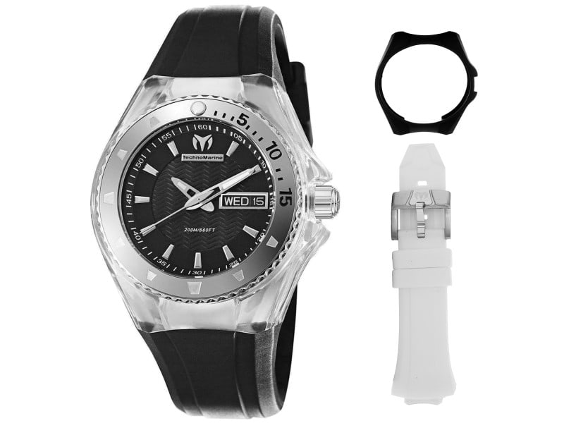 Technomarine womens Cruise Original: Technomarine womens Cruise Original Stainless steel case, Rubber strap, Black dial, Quartz movement, Scratch resistant mineral, Water resistant up to 20 ATM - 200 meters - 660 feet Product Code: 11004
