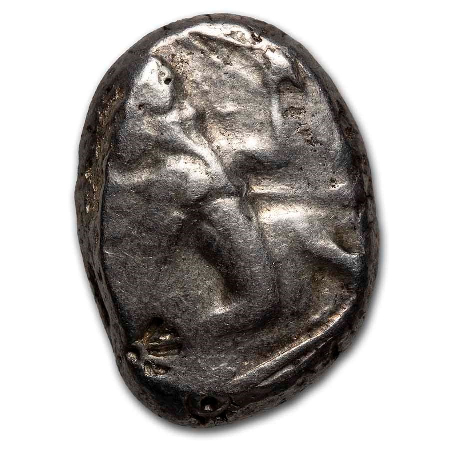 Achaemenid Empire Silver Siglos (420-375 BC) Fine: Achaemenid Empire Silver Siglos (420-375 BC) Fine Product ID: 47748 Year: Random Grade: Fine Grade Service: None Denomination: 1 Siglos Mint Mark: Not Shown Metal Content: 0 troy oz <