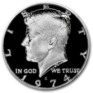 1974-S Kennedy Half Dollar Gem Proof: 1974-S Kennedy Half Dollar Gem Proof Product ID: 6091 Year: 1974 Grade: Proof Grade Service: None Denomination: 50 Cents Mint Mark: S - San Francisco Metal Content: 0 troy oz Pur