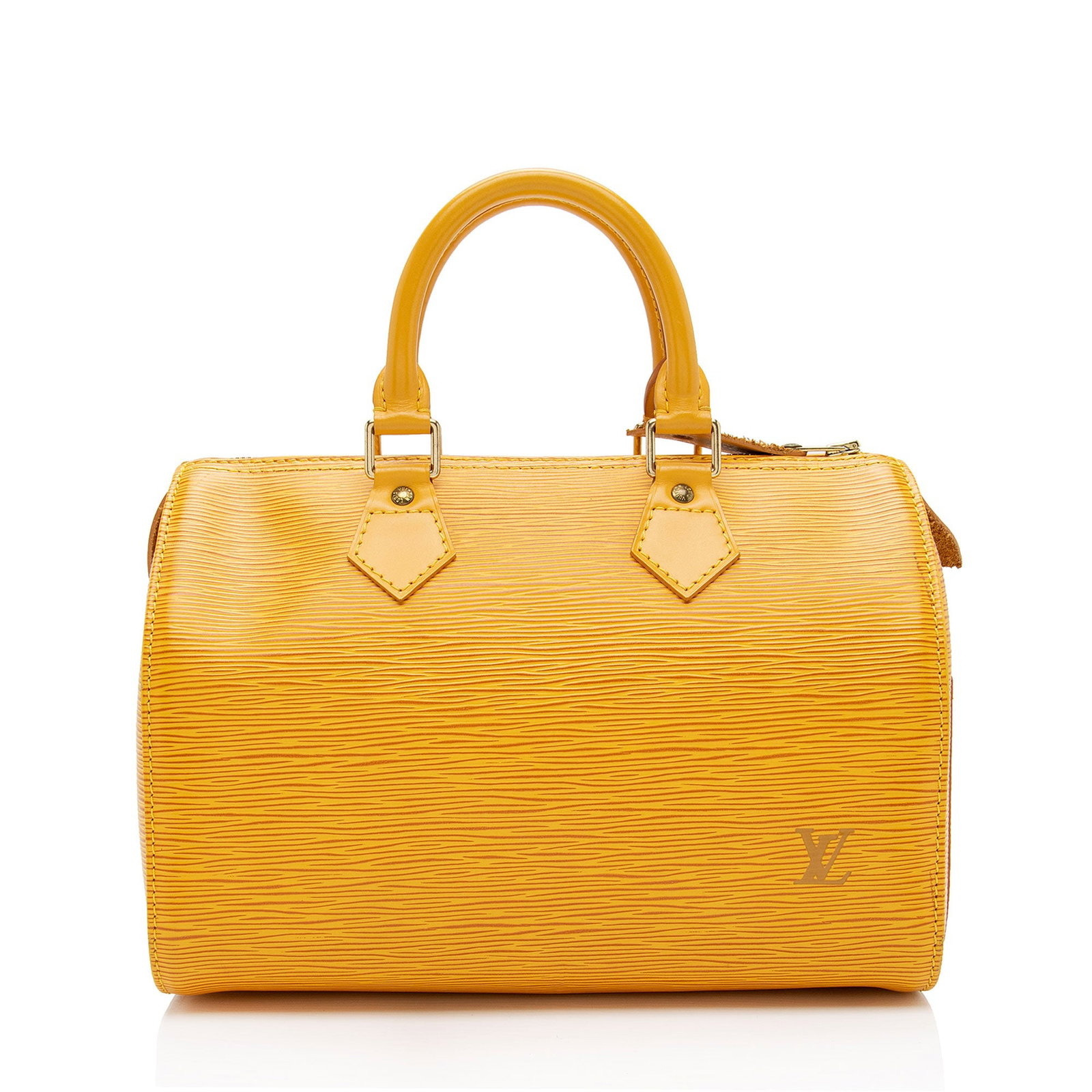 Louis Vuitton Vintage Epi Leather Speedy 25 Satchel: Louis Vuitton Vintage Epi Leather Speedy 25 Satchel Condition Quality: Fair Color: Yellow Height: 7.75 in. Length: 11 in. Material: Epi Leather/Leather Width: 6 in. Item Condition: Pre Ow