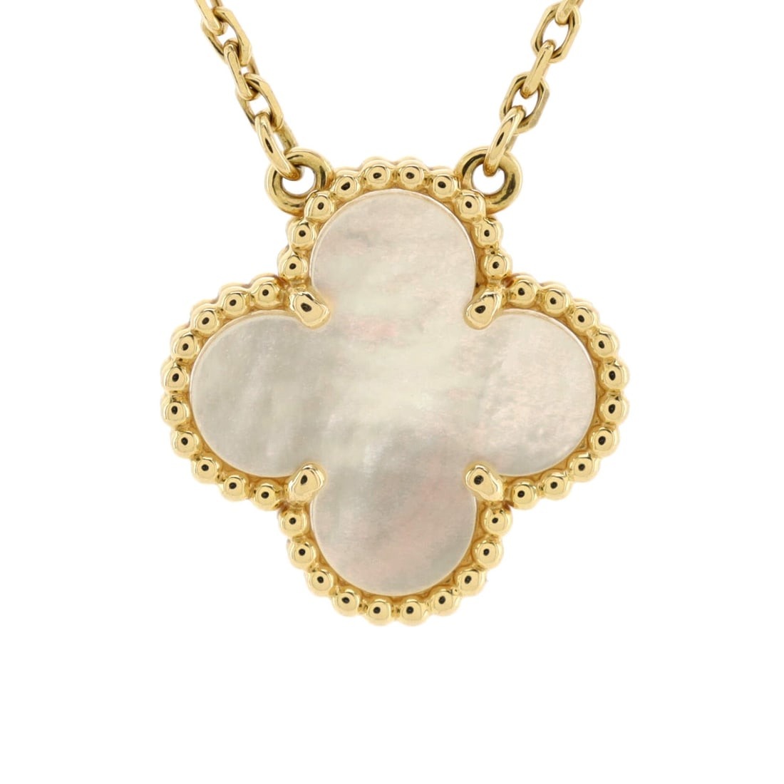 Van Cleef & Arpels Vintage Alhambra Pendant Necklace 18K Yellow Gold and Mother of Pearl: Van Cleef & Arpels Vintage Alhambra Pendant Necklace 18K Yellow Gold and Mother of Pearl Metal Type: 18K Yellow Gold Metal Finish: High Polish Hallmarks Type: 750, Designer Signature, French Eagle?s H