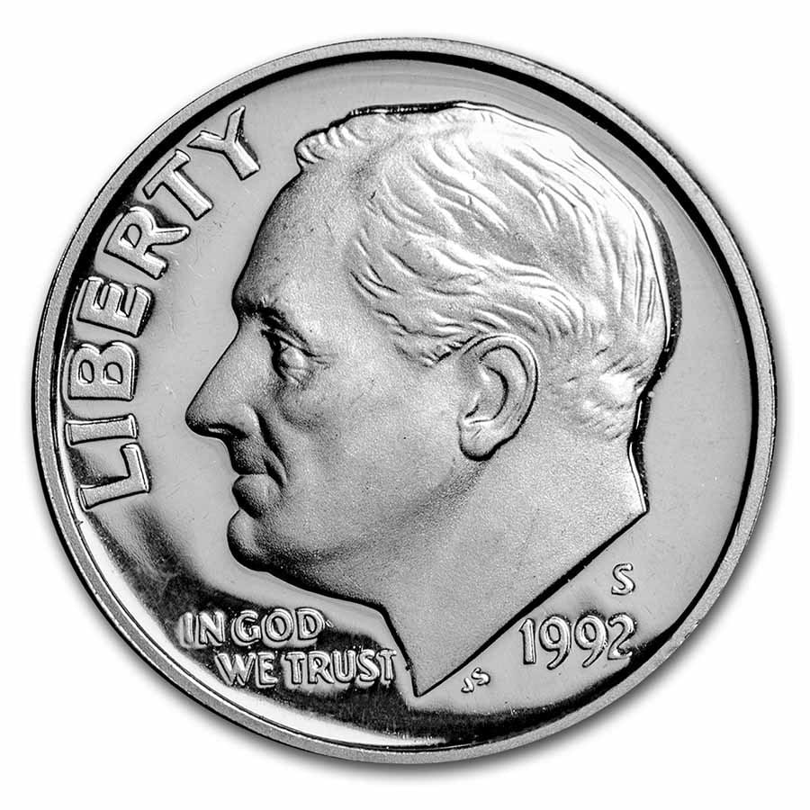 90% Silver Roosevelt Dimes 50-Coin Roll Proof: 90% Silver Roosevelt Dimes 50-Coin Roll Proof Product ID: 57803 Year: Random Grade: Proof Grade Service: None Denomination: 10 Cents Mint Mark: Varies Metal Content: 3.575 troy oz