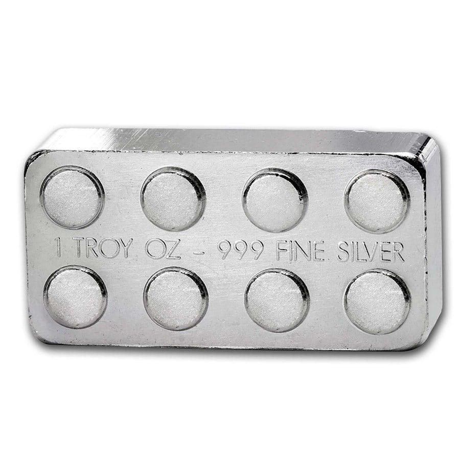1 oz Silver Building Block Bars (2x4): 1 oz Silver Building Block Bars (2x4) Product ID: 163427 Year: N/A Grade: None Grade Service: None Denomination: 1 oz Mint Mark: N/A - Not Available Metal Content: 1 troy oz Puri