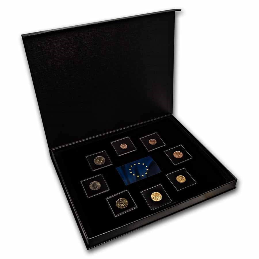 San Marino 1 Cent-2 Euro 8-Coin Euro Set BU: San Marino 1 Cent-2 Euro 8-Coin Euro Set BU Product ID: 232378 Year: Random Grade: Brilliant Unc Grade Service: None Denomination: Varies Mint Mark: Not Shown Metal Content: 0 troy oz