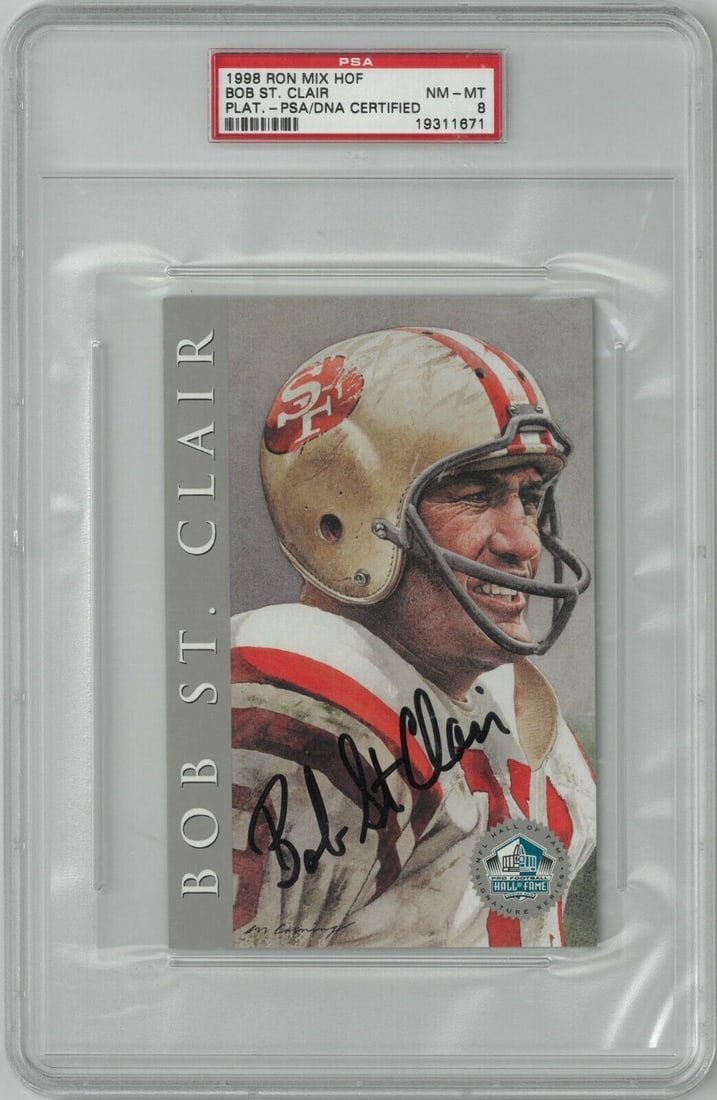Bob St. Clair signed 1998 HOF Signature Series 4x6 Card- PSA Graded 8 NM-MT- LTD: Bob St. Clair signed 1998 HOF Signature Series 4x6 Card- PSA Graded 8 NM-MT- LTD Bob St. Clair signed 1998 HOF Signature Series 4x6 Card- PSA Graded 8 NM-MT- LTD SKU: RBJ7263097487448