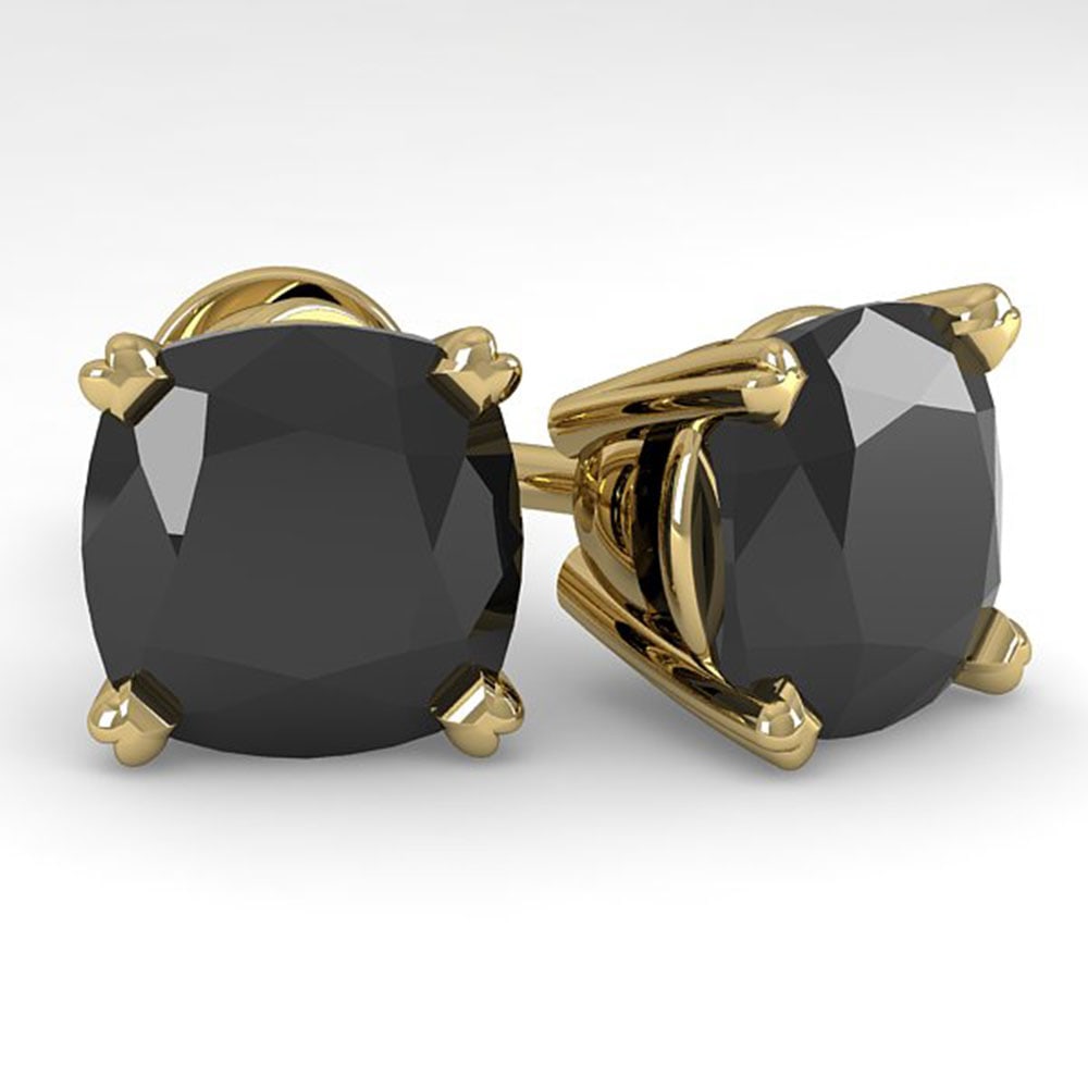 6 ctw Cushion Black Diamond Stud Designer Earrings 18k Yellow Gold: 6 ctw Cushion Black Diamond Stud Designer Earrings 18k Yellow Gold Item: Diamond StudTotal Gem weight: 6 carats Metal: Solid 18k Yellow Gold Gold Product Weight: Approx. 4 grams Jewelry Note: