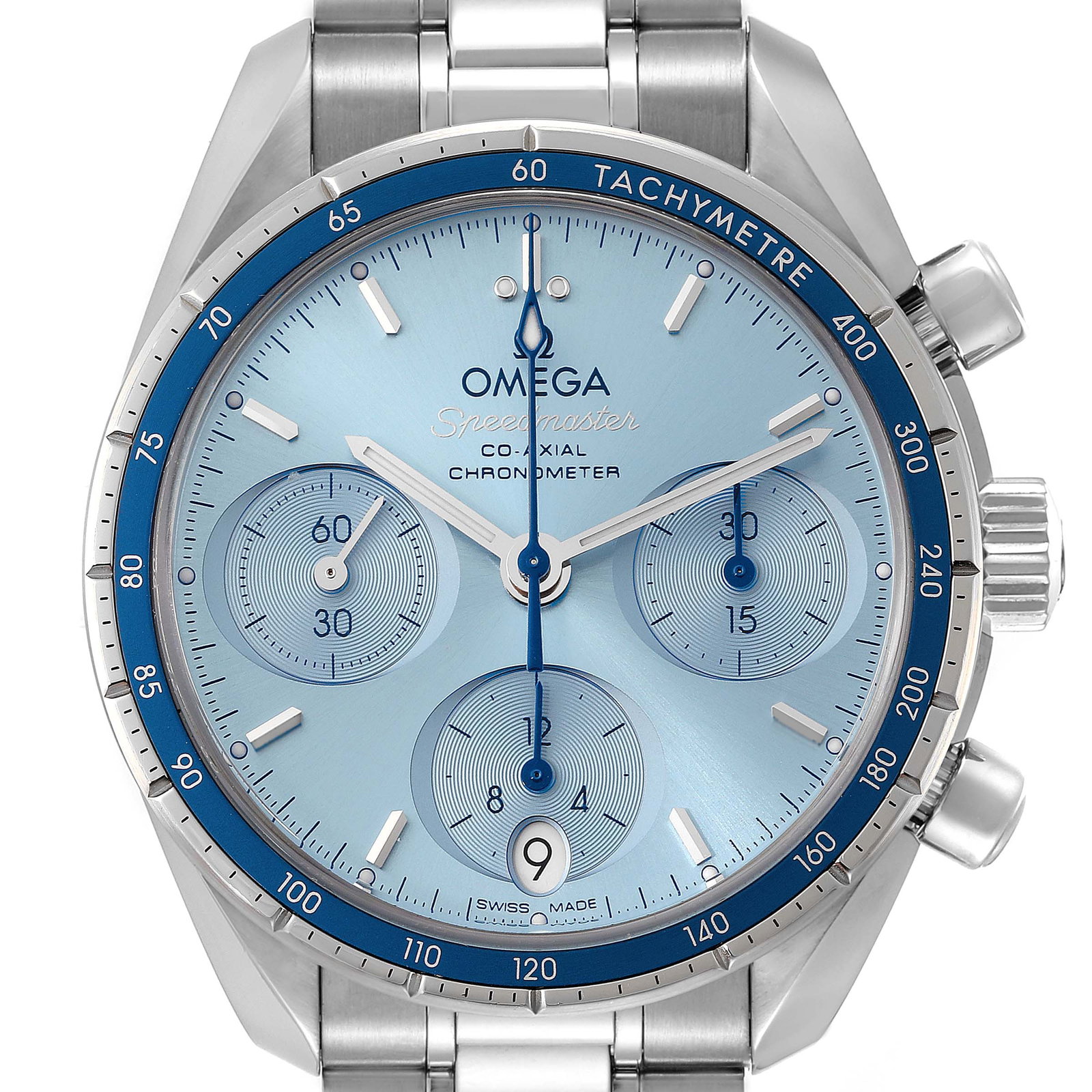 Omega Speedmaster Co-Axial Steel Mens Watch: Omega Speedmaster Co-Axial Steel Mens Watch 324.30.38.50.03.001 Box Card Automatic self-winding chronograph movement with column-wheel mechanism and Co-Axial escapement Free sprung-balance equipped wi
