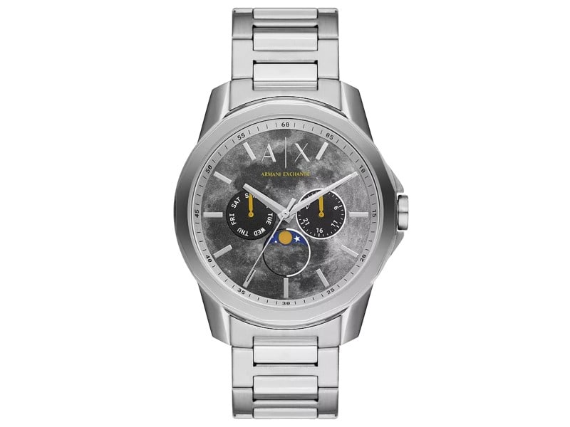 Armani Exchange mens Classic: Armani Exchange mens Classic Stainless steel case, Stainless steel bracelet, Gray dial, Quartz movement, Scratch resistant mineral, Water resistant up to 5 ATM - 50 meters - 165 feet Product Code: AX1