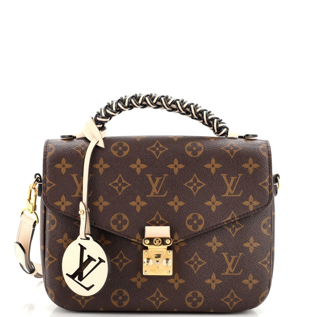 Louis Vuitton Braided Handle Pochette Metis Monogram Canvas: Louis Vuitton Braided Handle Pochette Metis Monogram Canvas Exterior Color: Brown Interior Color: Black Exterior Material: Canvas Coated Interior Material: Microfiber Hardware Color: Gold Accessor