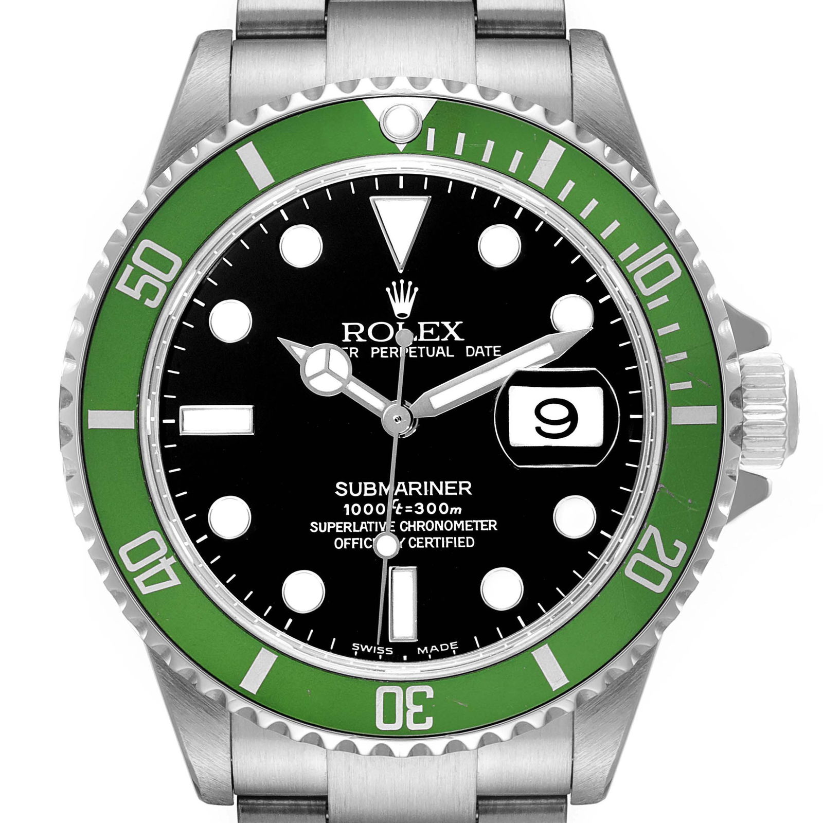 Rolex Submariner Kermit Green Bezel Flat 4 Steel Mens Watch Auction