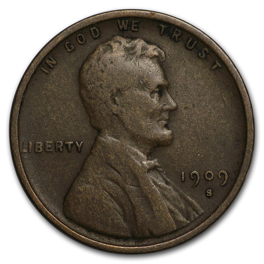 1909-S Lincoln Cent Fine: 1909-S Lincoln Cent Fine Product ID: 3500 Year: 1909 Grade: Fine Grade Service: None Denomination: $0.01 Mint Mark: S - San Francisco Metal Content: 0 troy oz Purity: N/A