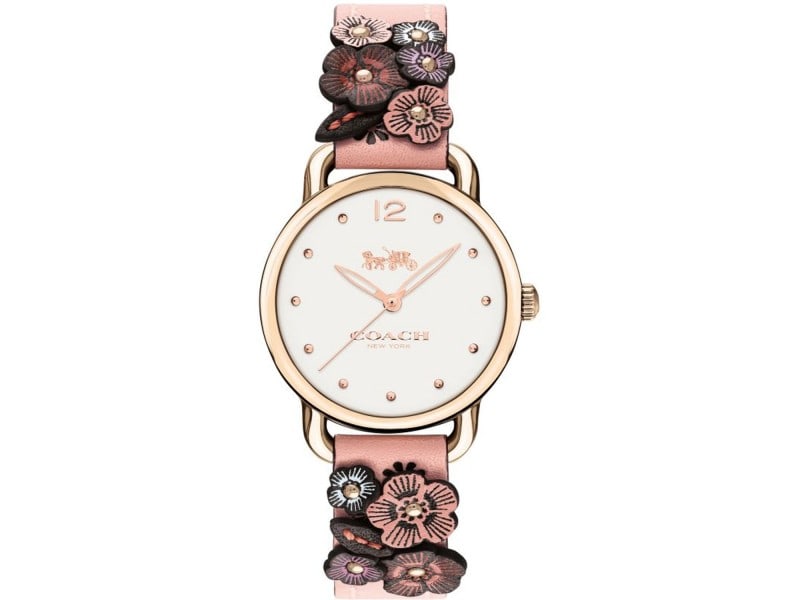 Coach womens Delancey: Coach womens Delancey Product Code: 14502817-39B2A Brand: Coach Condition: Never Worn Stainless steel case, Leather strap, Gold dial, Quartz movement, Scratch resistant mineral coated, Water resistant