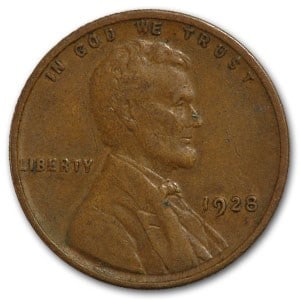 1928 Lincoln Cent XF: 1928 Lincoln Cent XF Product ID: 16190 Year: 1928 Grade: Extra Fine Grade Service: None Denomination: $0.01 Mint Mark: P - Philadelphia (Not Shown) Metal Content: 0 troy oz Purit