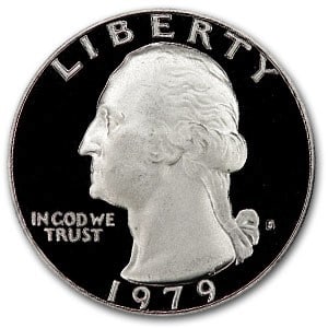 1979-S Washington Quarter Type-I Gem Proof: 1979-S Washington Quarter Type-I Gem Proof Product ID: 6547 Year: 1979 Grade: Gem Proof Grade Service: None Denomination: 25 Cents Mint Mark: S - San Francisco Metal Content: 0 troy oz
