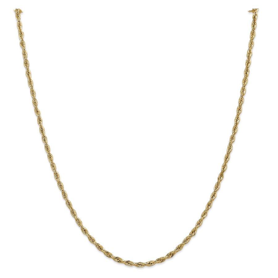 14k Gold 2.8 mm Semi-Solid Rope Chain Necklace - 20 in.: 14k Gold 2.8 mm Semi-Solid Rope Chain Necklace - 20 in. Product Id: 164548 Metal: Gold Purity: 14k Length Of Item: 20 in Chain Type: Rope Chain Length: 20 in Chain Width: 2.8 mm