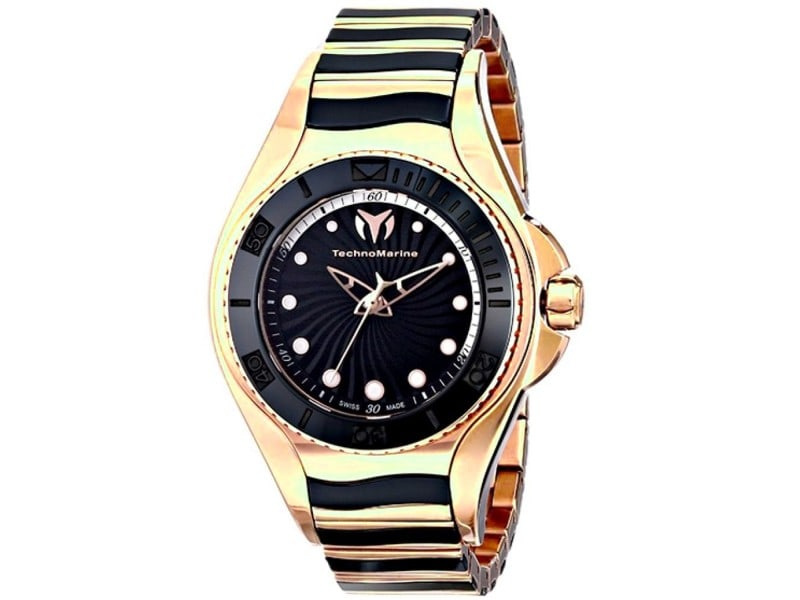 Technomarine womens Manta: Technomarine womens Manta Stainless steel case, Stainless steel bracelet, Black dial, Quartz movement, Scratch resistant sapphire, Water resistant up to 20 ATM - 200 meters - 660 feet Product Code: 21