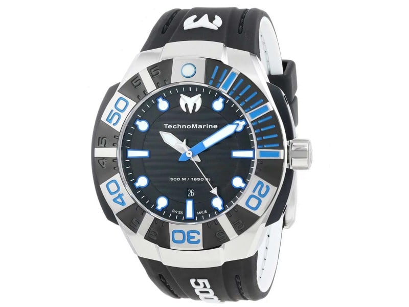 Technomarine mens Reef: Technomarine mens Reef Stainless steel case, Rubber strap, Black dial, Quartz movement, Scratch resistant sapphire, Water resistant up to 50 ATM - 500 meters - 1650 feet SKU no: RBJ513001-39B2A Brand: