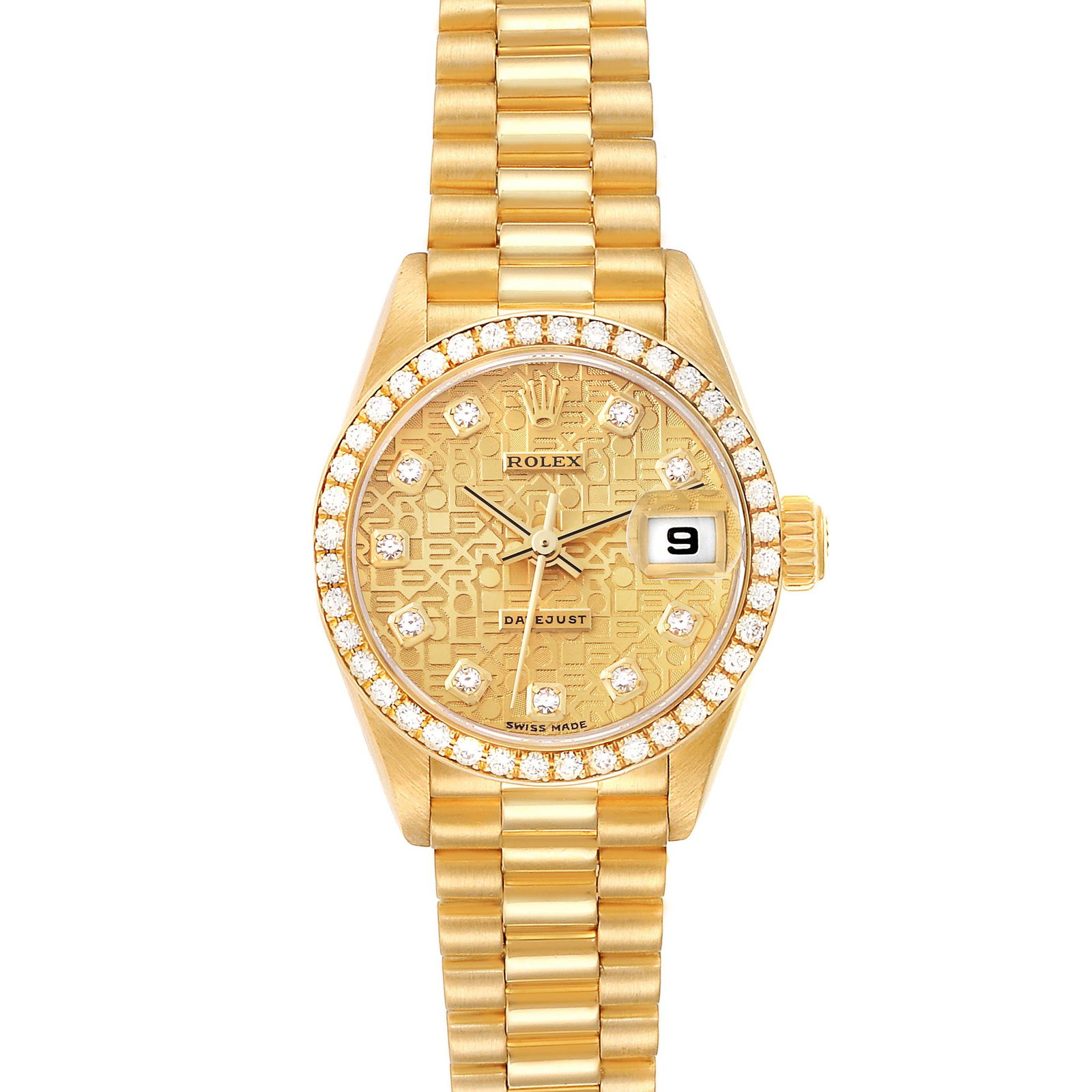 Rolex President Datejust Yellow Gold Diamond Anniversary Dial