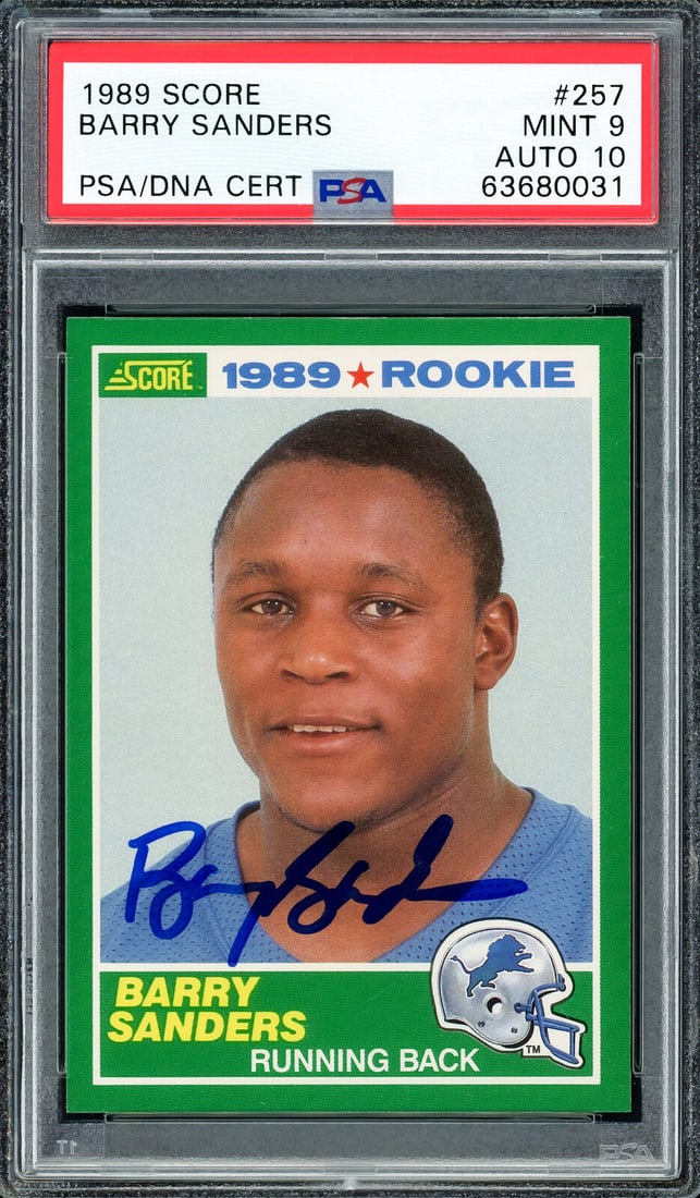 Barry Sanders 1989 Score Rookie Card PSA 9 Gem 10 Auto PSA/DNA 63680031: Barry Sanders 1989 Score Rookie Card PSA 9 Gem 10 Auto PSA/DNA 63680031 Barry Sanders 1989 Score Rookie Card PSA 9 Gem 10 Auto PSA/DNA 63680031 SKU no: RBJ7263399870552