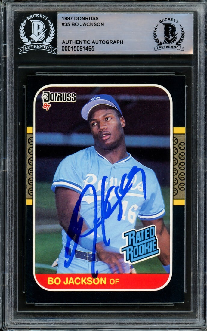 BO JACKSON AUTOGRAPHED SIGNED 1987 DONRUSS ROOKIE CARD #35 ROYALS BECKETT 210833: BO JACKSON AUTOGRAPHED SIGNED 1987 DONRUSS ROOKIE CARD #35 ROYALS BECKETT 210833 BO JACKSON AUTOGRAPHED SIGNED 1987 DONRUSS ROOKIE CARD #35 ROYALS BECKETT 210833 SKU no: RBJ7347115425880