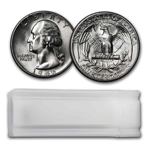 1946-S Washington Quarter 40-Coin Roll BU: 1946-S Washington Quarter 40-Coin Roll BU Product ID: 39284 Year: 1946 Grade: Brilliant Unc Grade Service: None Denomination: 25 Cents Mint Mark: S - San Francisco Metal Content: 7.23 tro