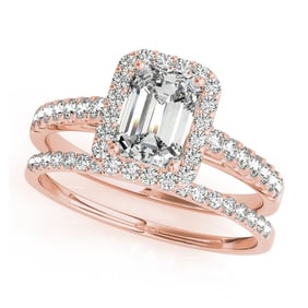 Natural 1.55 CTW Diamond Engagement Ring SET 14K Rose Gold