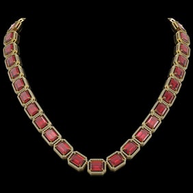 80.32 ctw Tourmaline & Diamond Micro Pave Halo Necklace 10k Yellow Gold