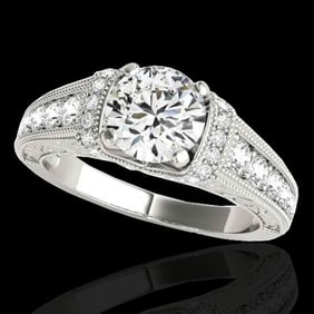 1.5 ctw Certified Diamond Solitaire Antique Ring 10k White Gold